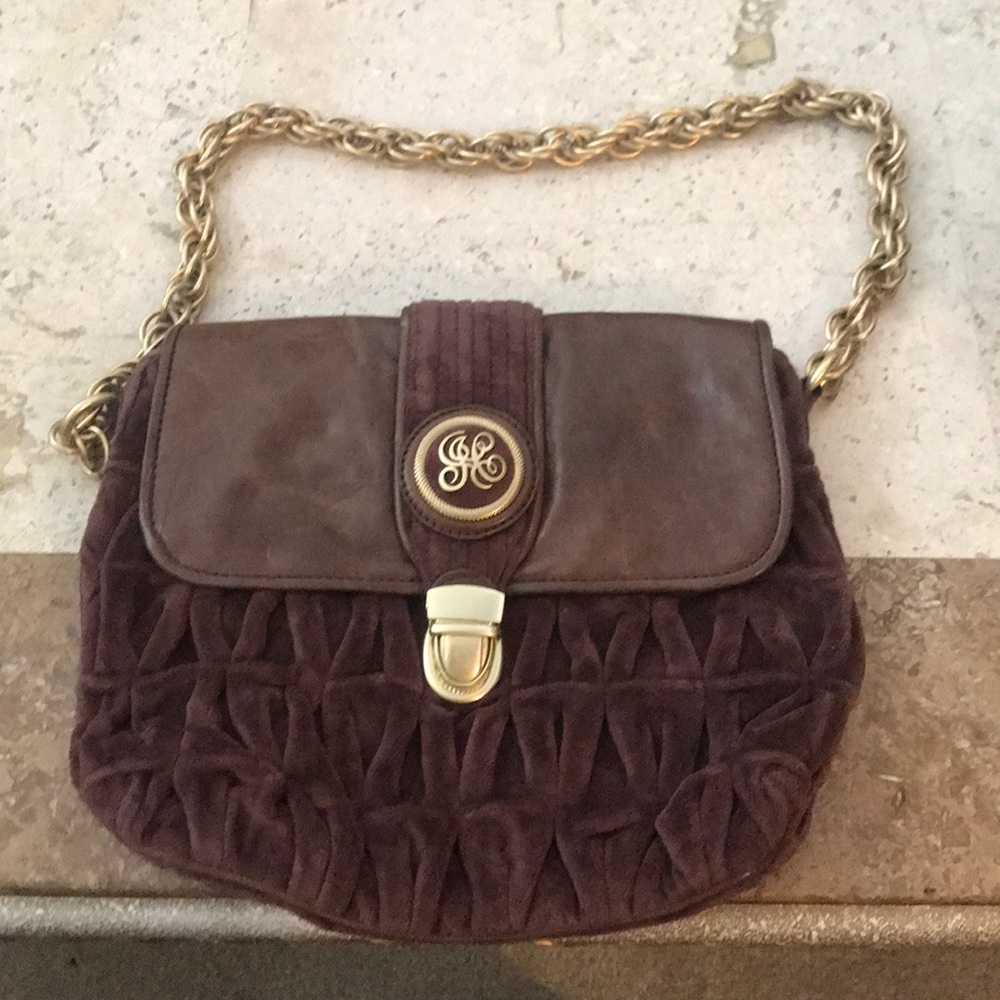 Maroon mini bag with gold chain handle